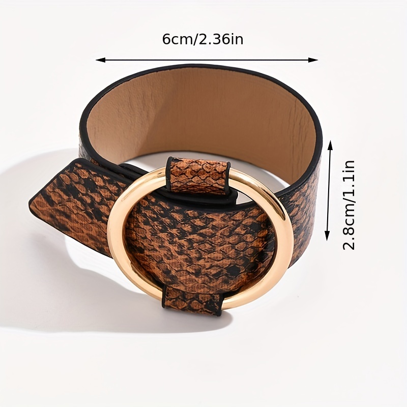 Adjustable Snake Print Leather Bracelet for Women Daily Wear Accessory